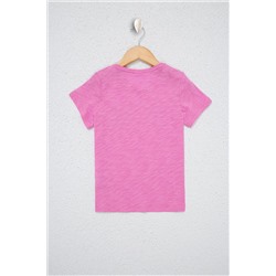 Kız Çocuk Lila Bisiklet Yaka Tişört