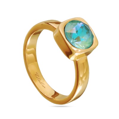 Кольцо Теннис (кристаллы SW мятные 8мм; покрытие золото), Есть комплект