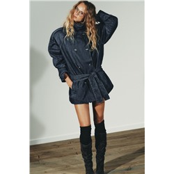TRF BELTED DENIM MIDI JACKET