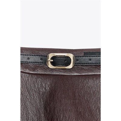 FALDA MIDI EFECTO PIEL CINTURÓN