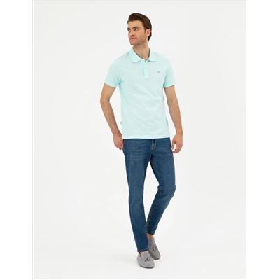 Su Yeşili Slim Fit Basic Tişört