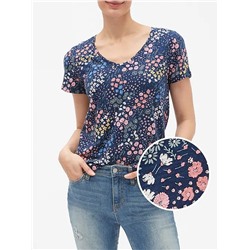 Easy Print V-Neck T-Shirt in Slub