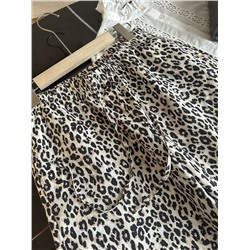 Женские хлопковые брюки с леопардовым принтом