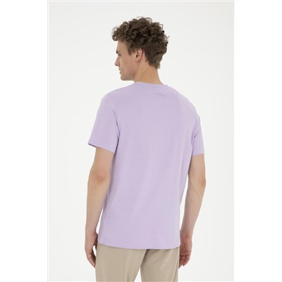 Erkek Regular Fit Bisiklet Yaka Lila Basic Tişört