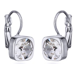 Серьги Теннис (кристаллы SW белые 8мм; покрытие родий), Есть комплект