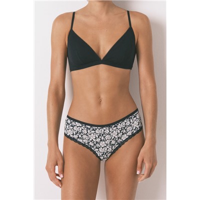 Braga ancha brasileña microfibrafibra estampada negro