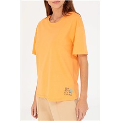 Kadın Turuncu Bisiklet Yaka Tişört