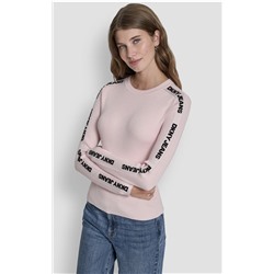 LONG SLEEVE LOGO TRIM SWEATER