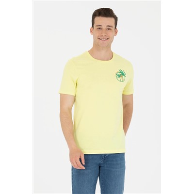 Erkek Açık Sarı Bisiklet Yaka Tişört