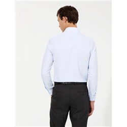 Açık Mavi Slim Fit Armürlü Uzun Kollu Gömlek