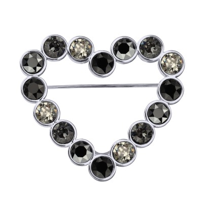 Брошь Сердце (кристаллы SW микс; покрытие родий), Есть комплект