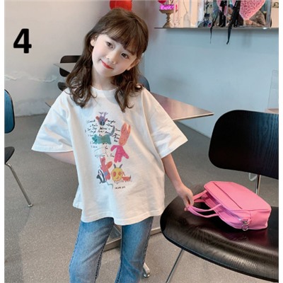 Хлопковые футболки для девочек (90-170) 10 Вариантов принтов