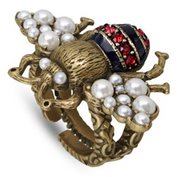 Кольцо (Майорка белая, кристаллы красные; покрытие античное золото), Есть комплект