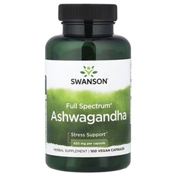 Swanson, Full Spectrum® Ashwagandha, 100 Vegan Capsules (450 mg per Capsule)