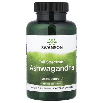 Swanson, Full Spectrum® Ashwagandha, 100 Vegan Capsules (450 mg per Capsule)