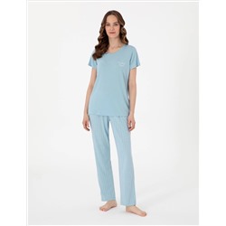 Mavi Kısakollu Pijama Takımı