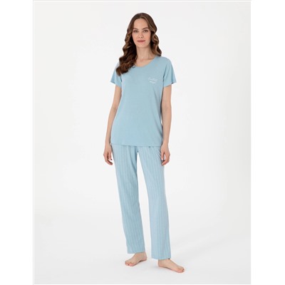 Mavi Kısakollu Pijama Takımı