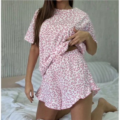 Женская пижама  с леопардовым принтом
