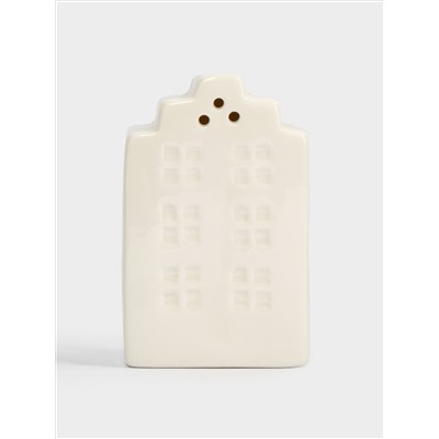 Емкость для соли или перца, 8 см, фарфор P, бело-золотистая, Дом с венком, Townlet