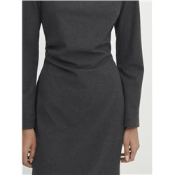 Vestido midi manga larga detalle frunces