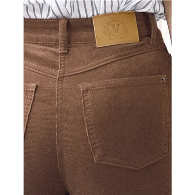 Укороченные эластичные брюки слим из микро вельвета