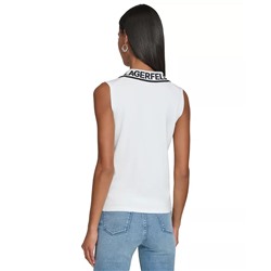 KARL LAGERFELD PARIS Women's Sleeveless Logo Polo Sweater
