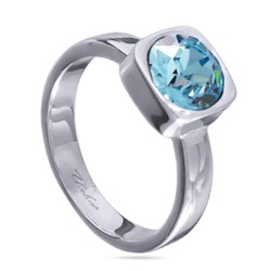 Кольцо Теннис (кристаллы SW аквамарин 8мм; покрытие родий), Есть комплект