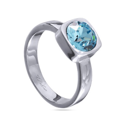 Кольцо Теннис (кристаллы SW аквамарин 8мм; покрытие родий), Есть комплект