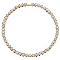 Колье Теннис (Майорка белая 6мм; покрытие золото) 44-49см, Есть комплект