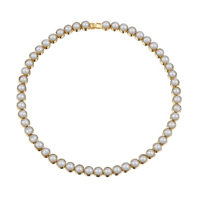 Колье Теннис (Майорка белая 6мм; покрытие золото) 44-49см, Есть комплект