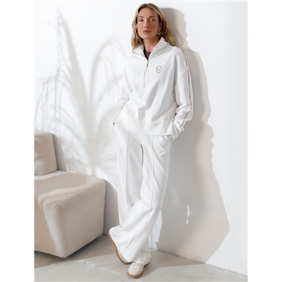 Джемпер с воротом на молнии и лампасами из футера двухнитки с эластаном