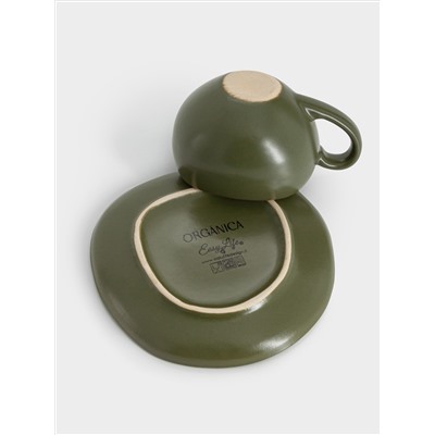 Чашка с блюдцем, 90 мл, зелёная, Organica