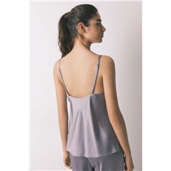 Set de pijama satén y encaje gris