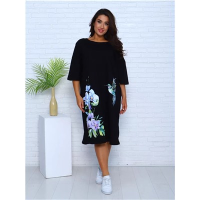 Удлиненная футболка хлопок с принтом Арт. 1092