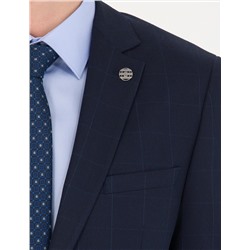 Ekose Lacivert Ekstra Slim Fit Takım Elbise