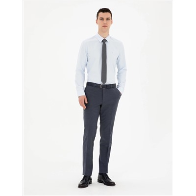 Açık Mavi Slim Fit Uzun Kollu Basic Gömlek
