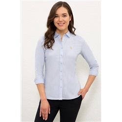 Kadın Açık Mavi Uzun Kollu Basic Gömlek