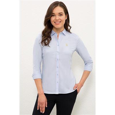 Kadın Açık Mavi Uzun Kollu Basic Gömlek