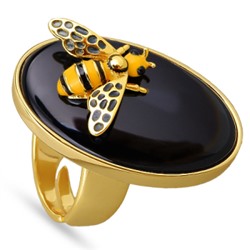Кольцо Пчела (эмаль желтая, черная; покрытие золото), Есть комплект