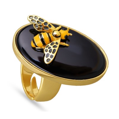 Кольцо Пчела (эмаль желтая, черная; покрытие золото), Есть комплект