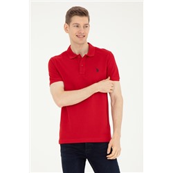 Erkek Slim Fit Polo Yaka Kırmızı Basic Tişört