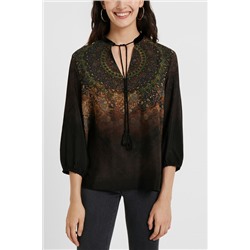 Blusa estampada manga 3/4