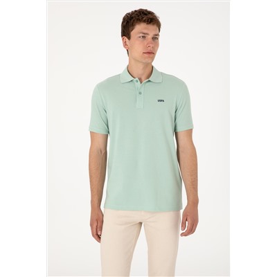 Erkek Regular Fit Polo Yaka Su Yeşili Basic Tişört