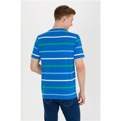 Erkek Saks Bisiklet Yaka Tişört