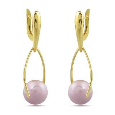 Серьги (Майорка 16мм розовая; покрытие золото), Есть комплект