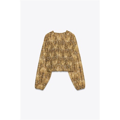 PRINTED BLOUSE WITH TIED DETAILS