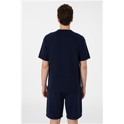 Erkek Comfort Fit Bisiklet Yaka Lacivert Tişört