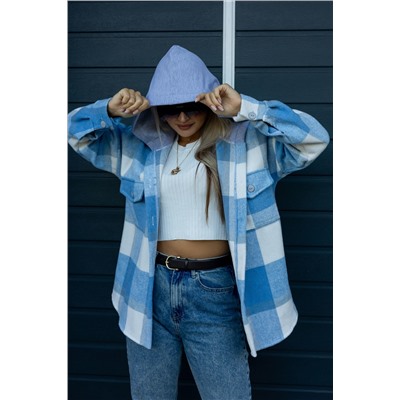 Рубашка женская в клетку с капюшоном РЖКК-01