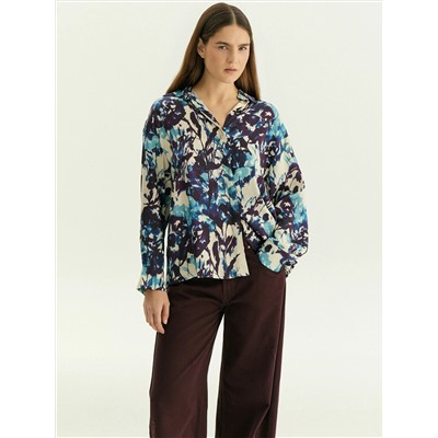 Рубашка с абстрактным принтом из 100% вискозы, B3245/graphica