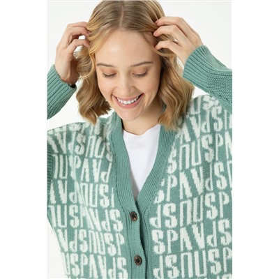 Kadın Mint Triko Hırka